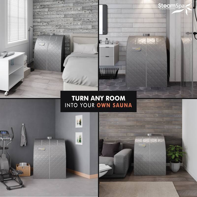 SteamSpa Portable 1-Person Indoor Home Sauna with Digital Controller, Folding Chair & Foot Massager