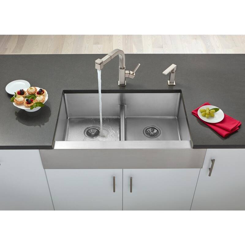 Elkay Crosstown Stainless Steel 35-7/8" x 20-1/4" x 9", Equal Double Bowl Farmhouse Sink with Aqua Divide