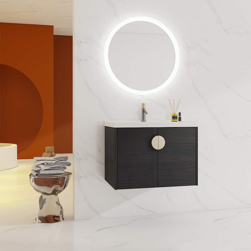 Bathroom Vanity With Sink In 24/28 Inch, Floating Bathroom Vanity With Soft Close Door
