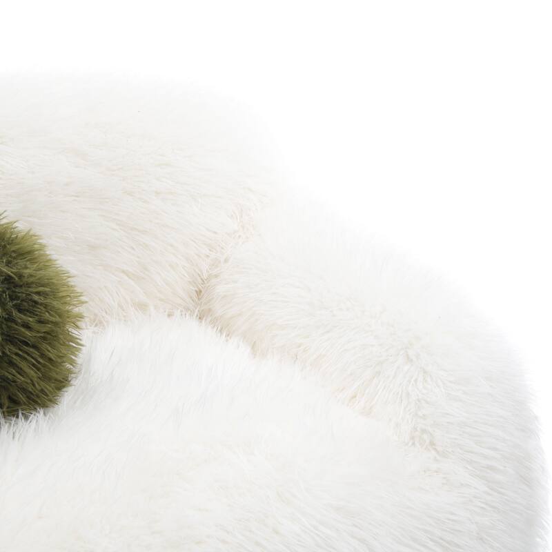 Furniture of America Cynra Modern 45-inch Faux Fur Swivel Arm Chair with Ball Pillow