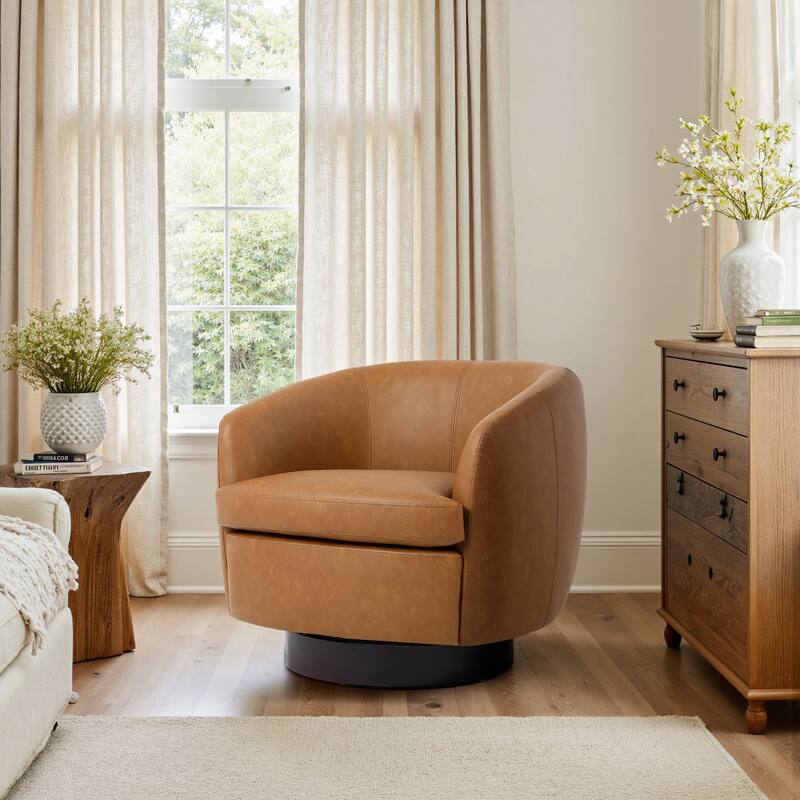 Upholstered Swivel Barrel Chair