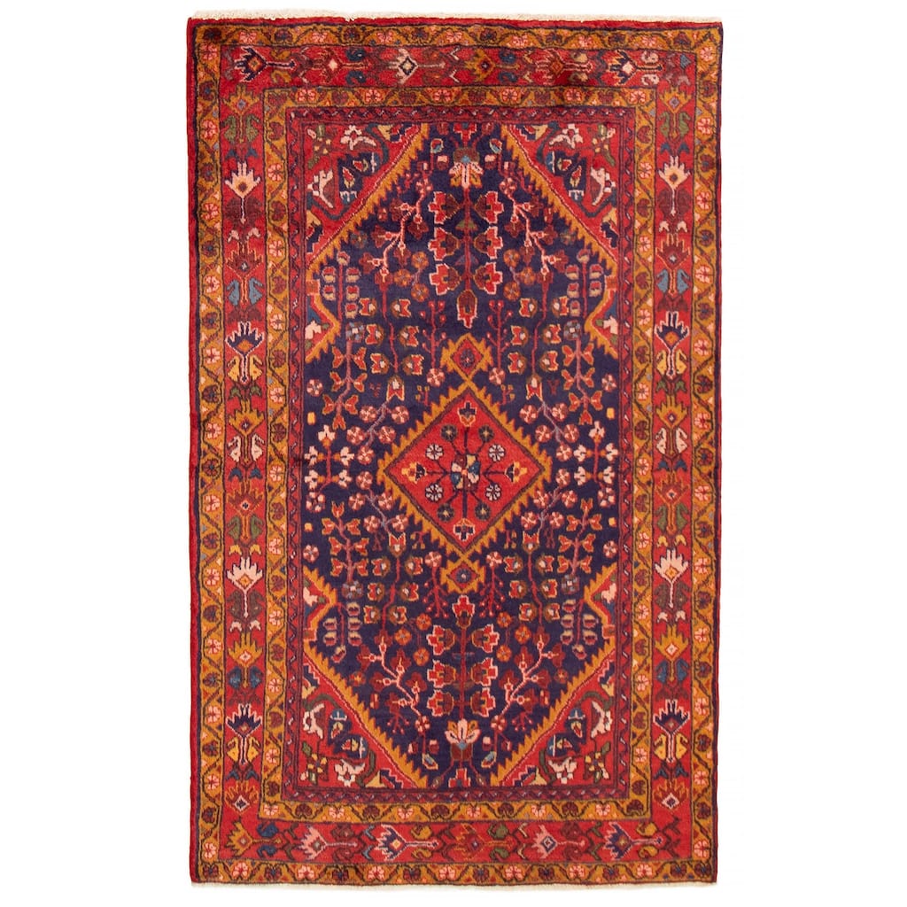 ECARPETGALLERY Hand-knotted Andelz Navy Wool Rug - 4'3 x 7'1