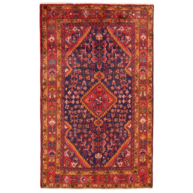 ECARPETGALLERY Hand-knotted Andelz Navy Wool Rug - 4'3 x 7'1 - Dark Navy - 4'3 x 7'1