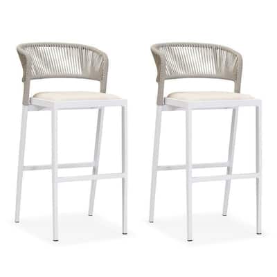 PURPLE LEAF Outdoor Counter Height Bar Stool Set of 2 Outdoor Patio Aluminum Chairs with Cushions