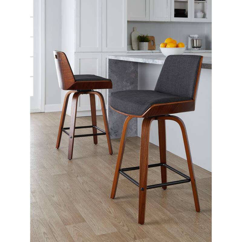 Carson Carrington Clemens 24" Fixed-Height Counter Stool with Bent Wood Legs & Square Footrest (Set of 2)