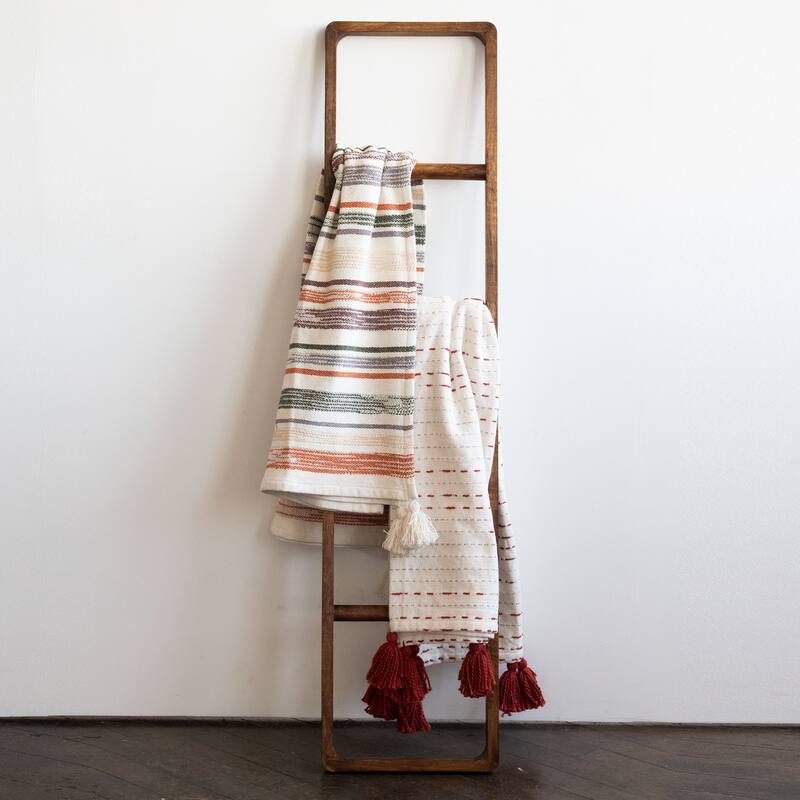 Foreside Home & Garden Multicolor Hand Woven 50 x 60 inch Cotton Throw Blanket with Hand Tied Tassels
