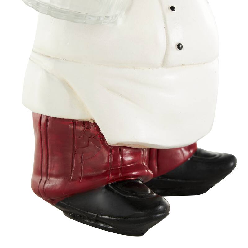 White Polystone Figurine Chef Salt and Pepper Shaker Holder with Red