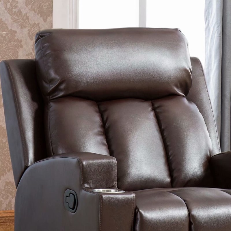 EBELLO-Breathable PU Leather Recliner Chair with 2 Cup Holders