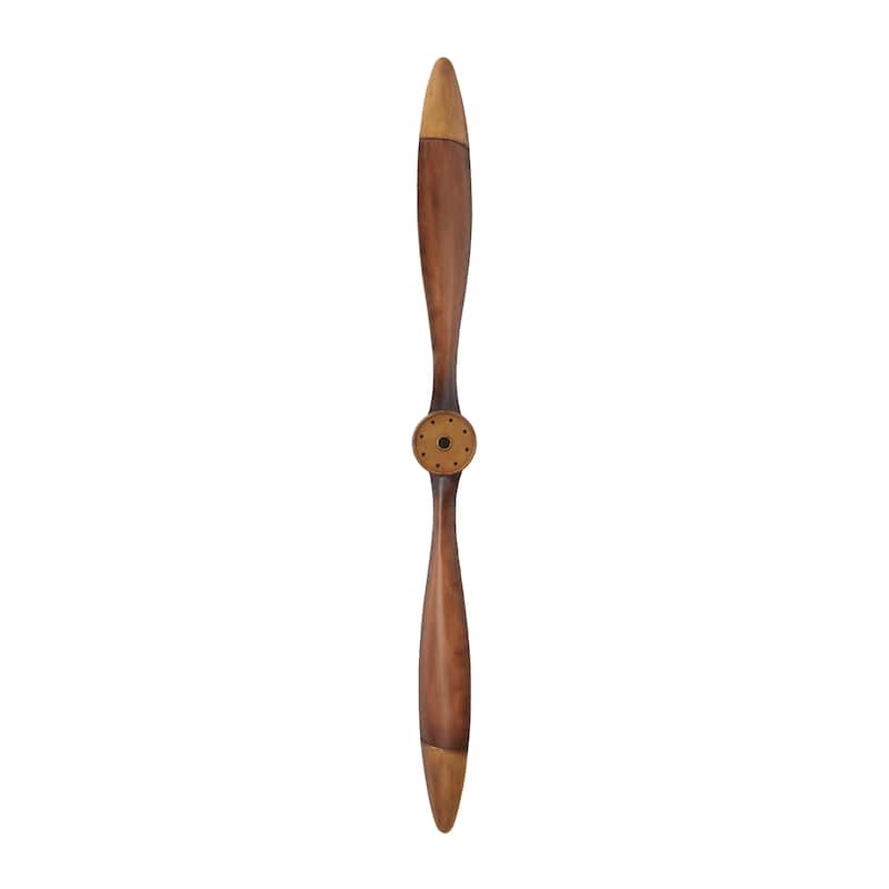 Brown Metal 2 Blade Airplane Propeller Wall Decor with Aviation Detailing