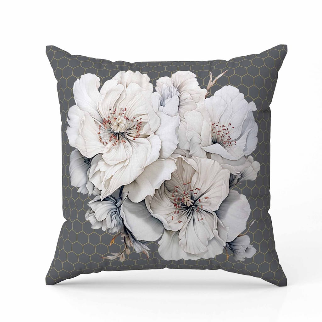 Magnolia Majesty Indoor/Outdoor Reversible Throw Pillow Dark and Grey