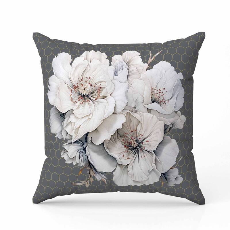 Magnolia Majesty Indoor/Outdoor Reversible Throw Pillow Dark and Grey
