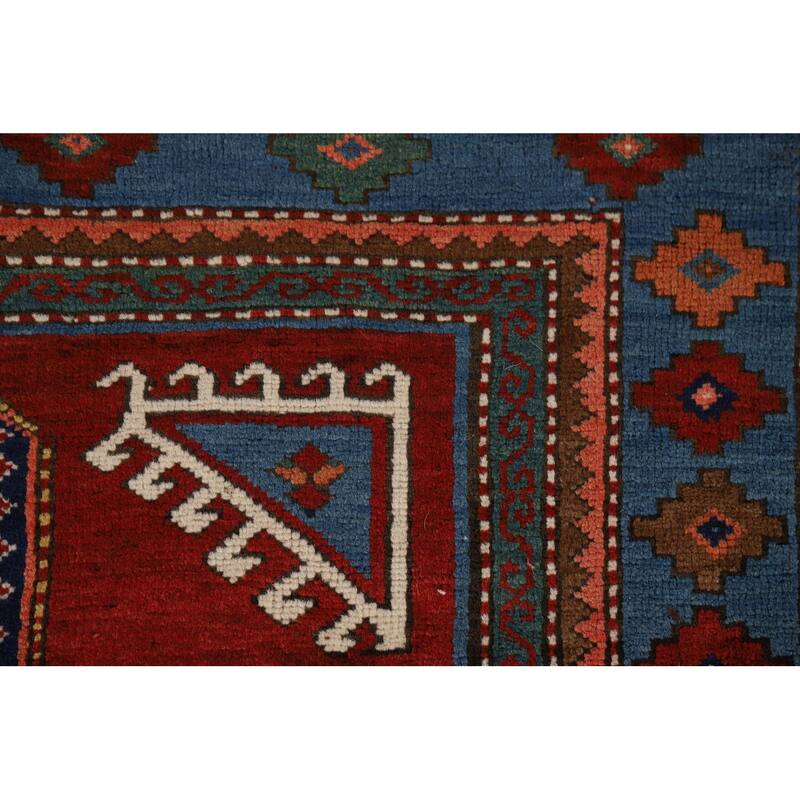 Vegetable Dye Shirvan Antique Area Rug Hand-Knotted Wool Carpet - 3'10" x 6'9"