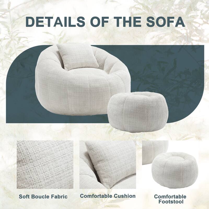HOMEFUN Comfortable Beanbag sofa, with memory foam filler, can rotate super large round sofa