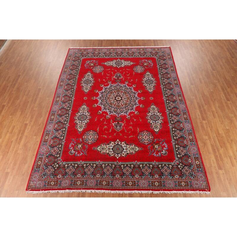 Red Kashan Turkish Area Rug Machine Made Carpet - 9'6" x 12'9"