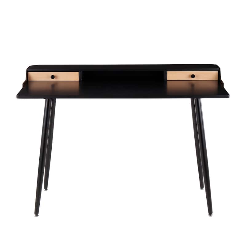 Carson Carrington Creggan Mid-Century Modern Black Metal & Wood Office Desk