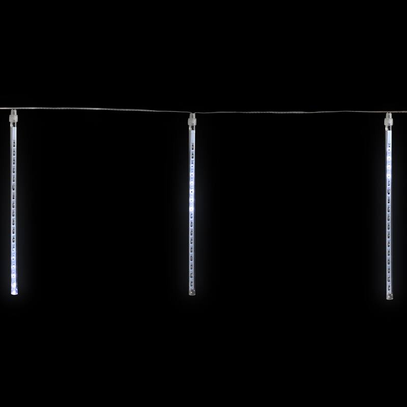 Dripping Icicle Christmas Light Tubes - Polar White - 15' Clear Wire - 10ct
