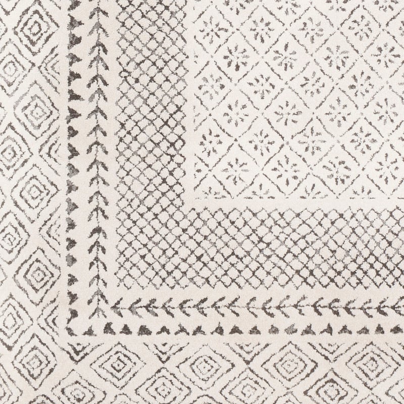 Livabliss Tiffany Grey Bohemian Border Area Rug