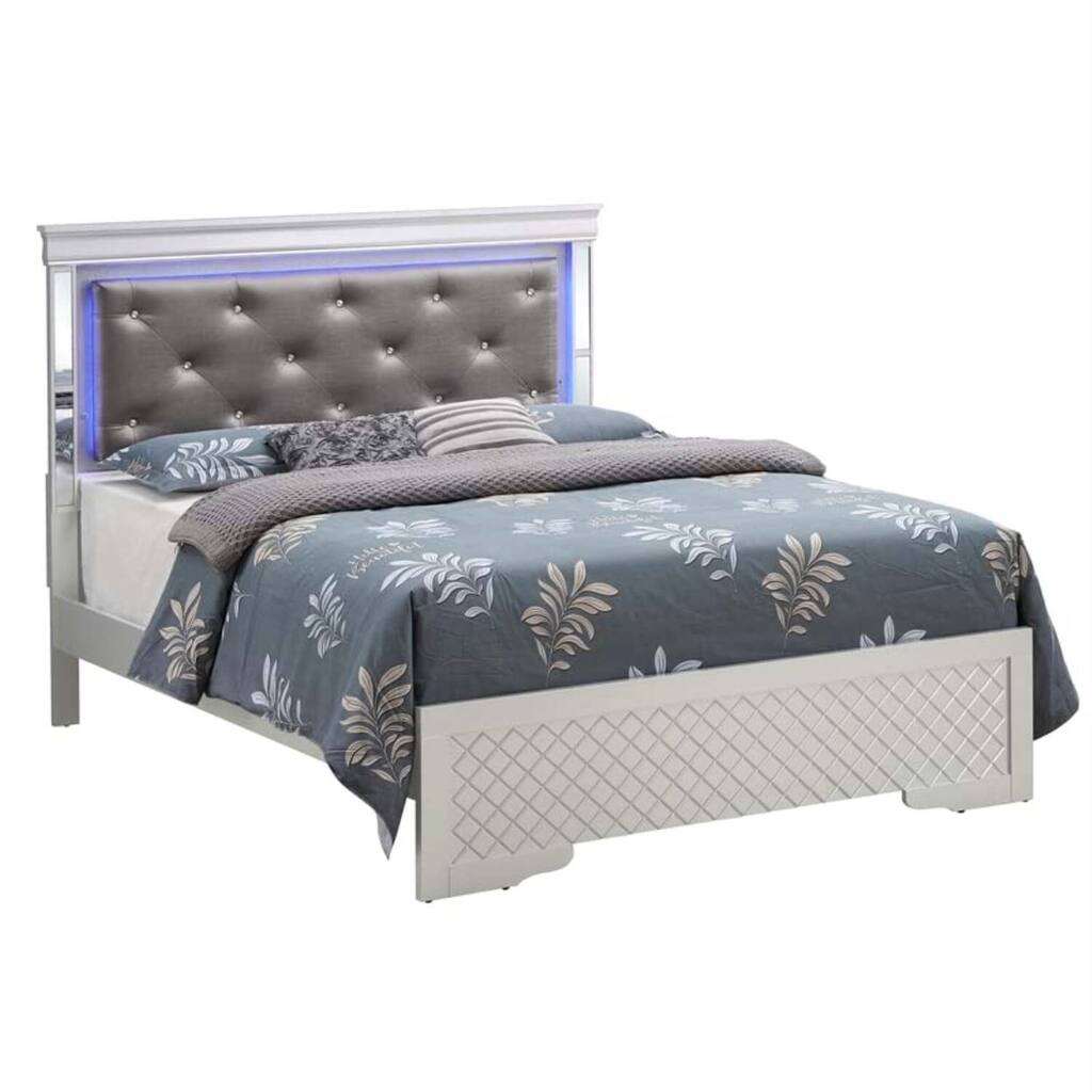 Silver Champagne Full Bed with Transitional Frame, Durable Build and Elegant Finish for Stylish Comfortable Bedrooms