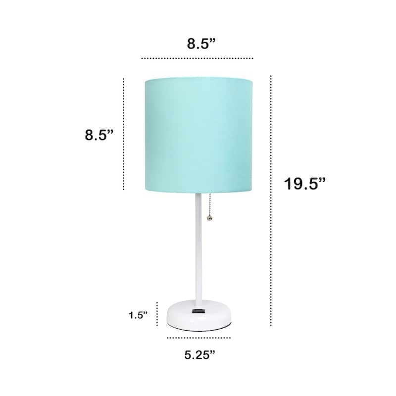 Contemporary Bedside Table Desk Lamp with Drum Shade - 19.5" - White and Blue