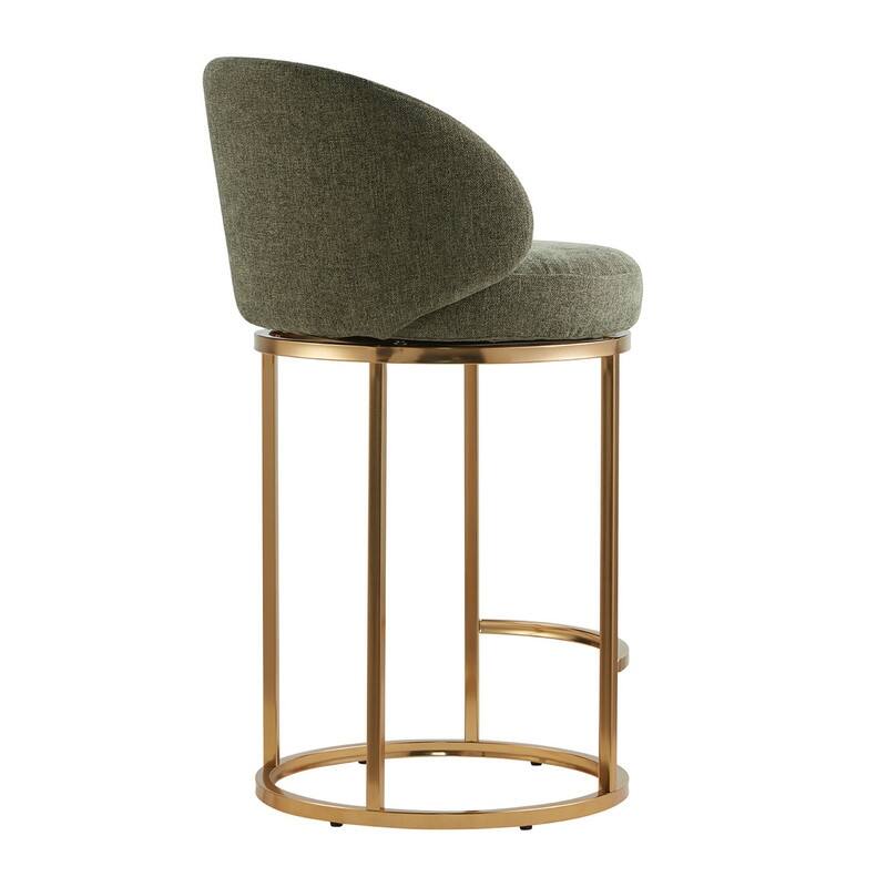 Spruce & Spring Chloe Upholstered Swivel Counter Bar Stool with Metal Frame and Arched Back