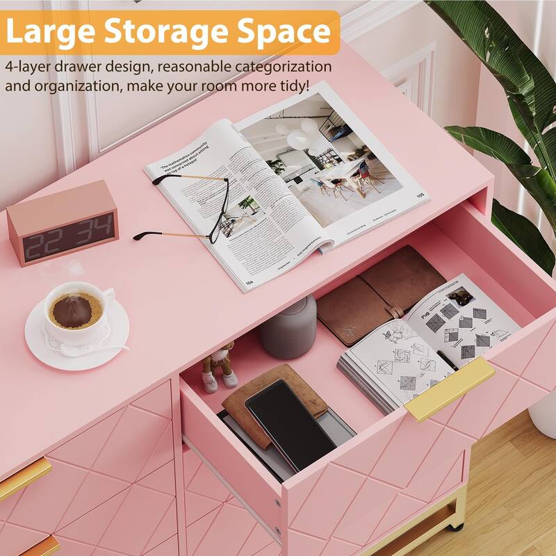 Dresser for Bedroom with 8 Drawer, TV Stand Dressers Chest of Drawers