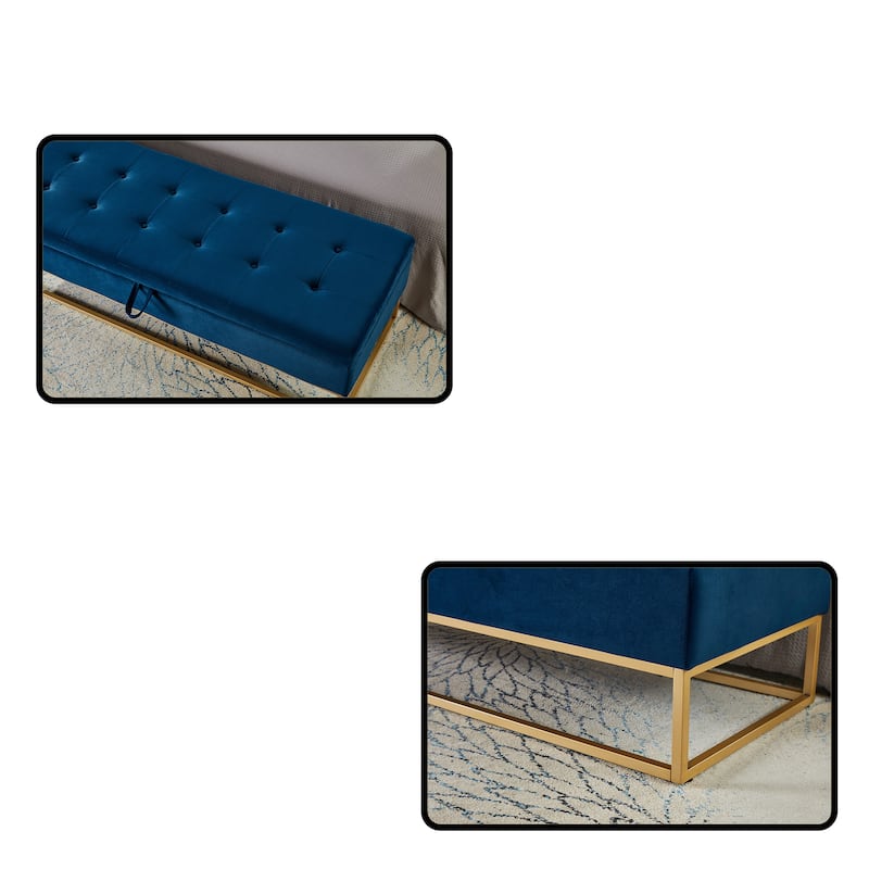 Metal Base Bed Bench with Storage