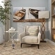 preview thumbnail 5 of 18, White Metal Ship Wheel Top Accent Table with Oar Shaped Legs