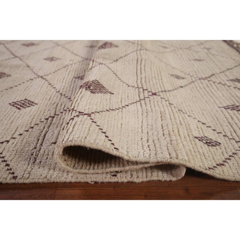 All-Over Trellis Moroccan Large Oriental Area Rug Handmade Wool Carpet - 9'7"x 14'8"