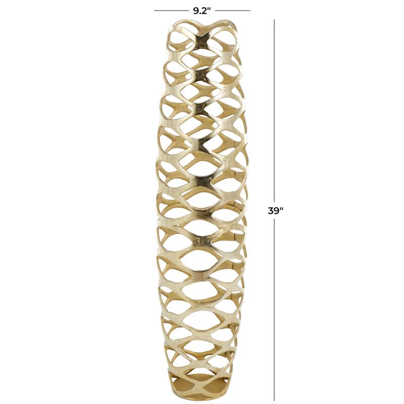 Gold Aluminum Metal Tall Cutout Geometric Decorative Vase