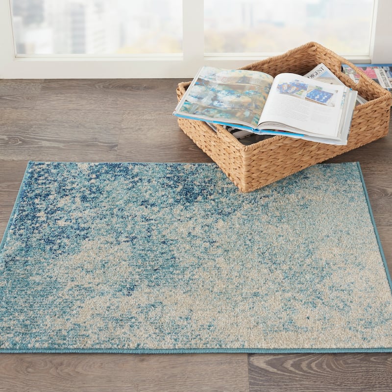 Nourison Passion Colorful Modern Abstract Area Rug - 1' 10" x 2' 10" - Navy/Blue