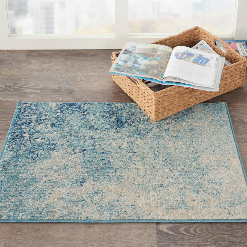 Nourison Passion Colorful Modern Abstract Area Rug - 1'10" x 2'10" - Navy/Light Blue