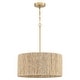 preview thumbnail 10 of 9, Jillian 4-Light Rattan Drum Chandelier Light with Brass Canopy - 18'' W