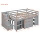 preview thumbnail 21 of 26, Full Size Loft Bed with Retractable Writing Desk & 3 Drawers, Wooden Loft Bed with Storage Stairs & Shelves
