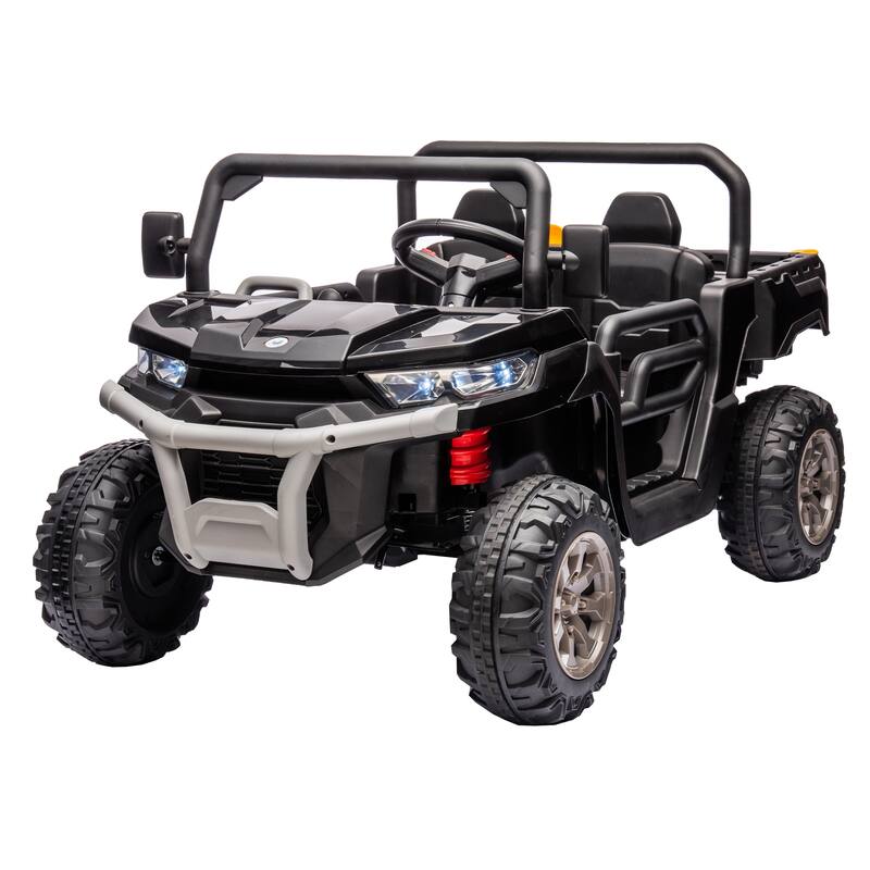 Kids 24V Ride-On Dump Truck with Realistic Shovel, 2 Seater, Remote Control & LED Lights