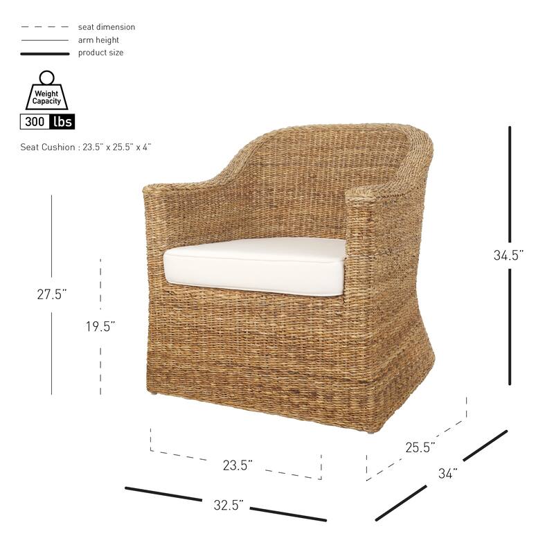 NPD Furniture Earwyn Woven Abaca Upholstered Barrel Chair