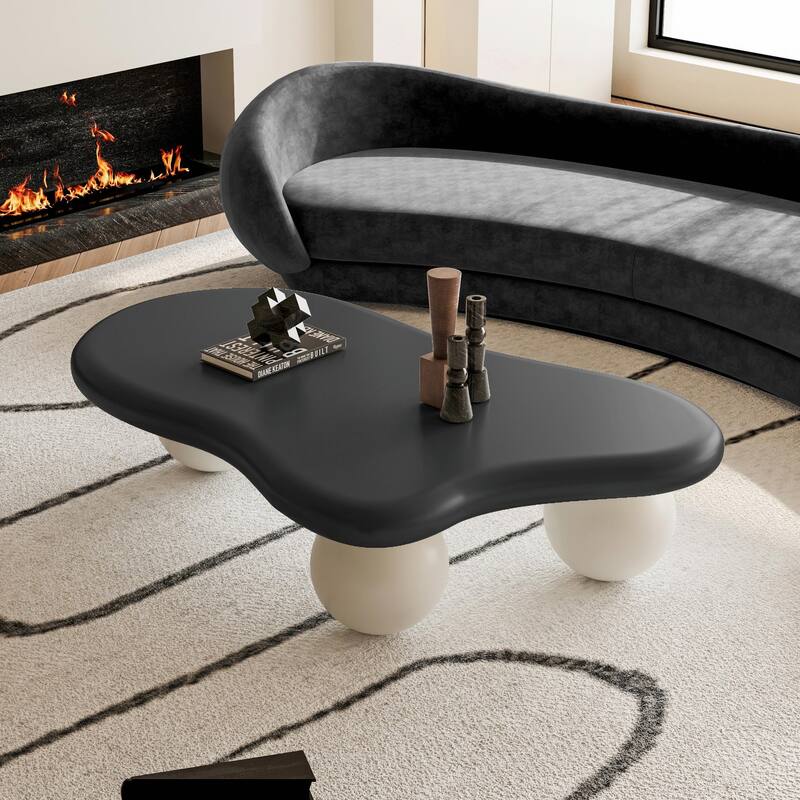 47-Inch Cloud-Shaped Coffee Table with 3 Ball Legs for Living Room