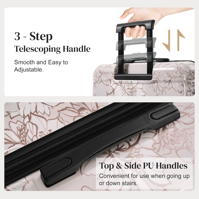 Luggage Sets New Model PC 5pcs, Hardside Lightweight Durable 20IN 24IN 28IN Suitcases with 8" 14" Cases with Lock Spinner Wheels