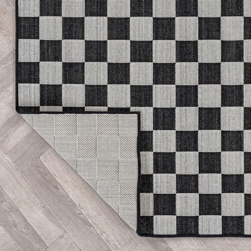 World Rug Gallery Checkered Indoor/Outdoor Flat Woven Area Rug