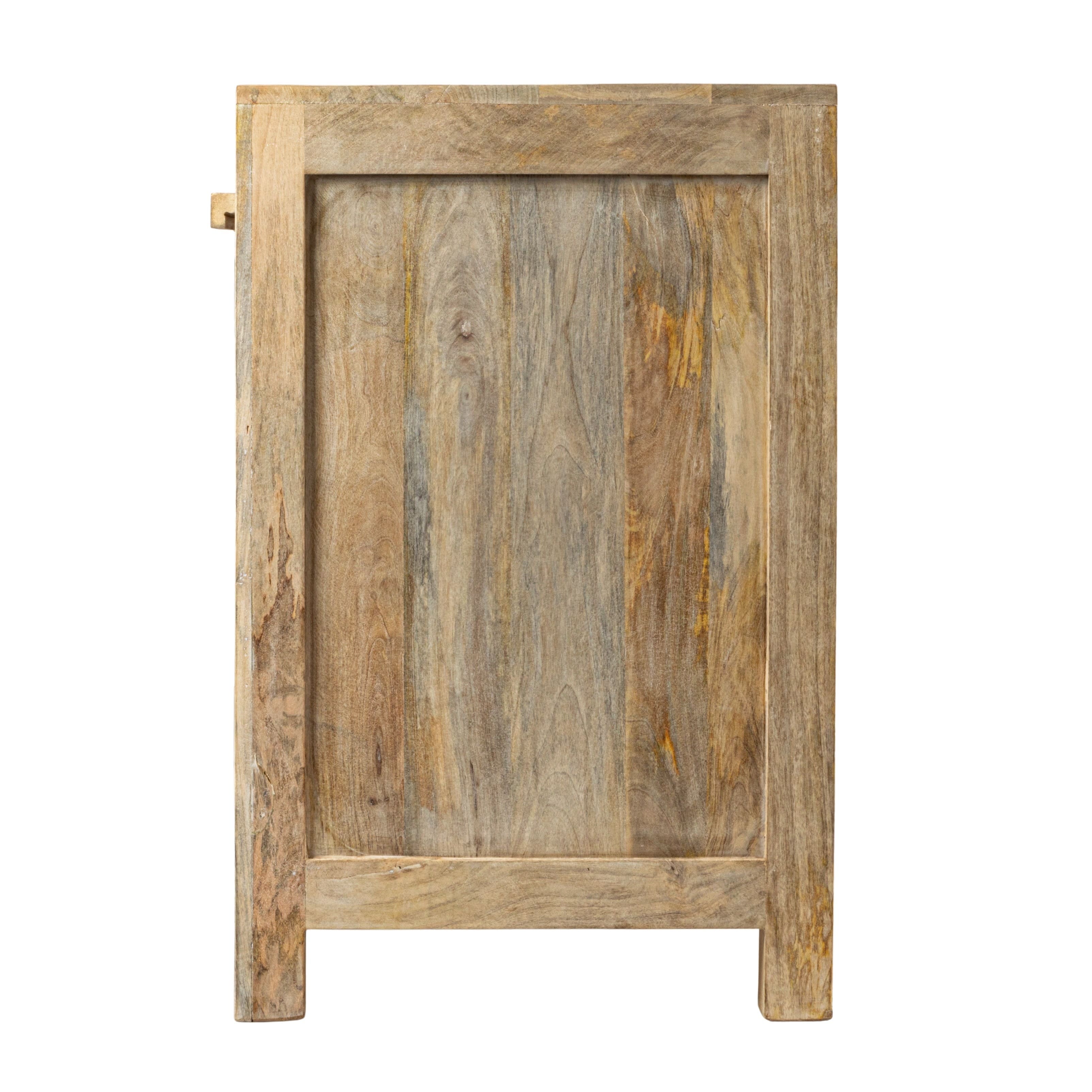 Mango Wood and Cane 4-Door Sideboard Cabinet