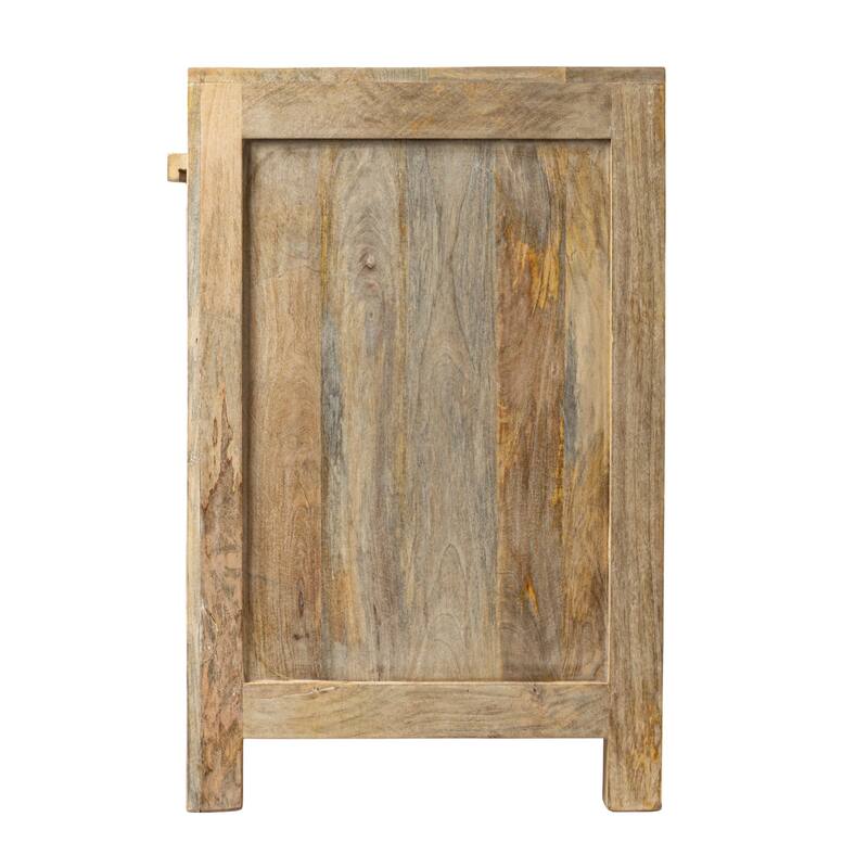 Mango Wood and Cane 4-Door Sideboard Cabinet