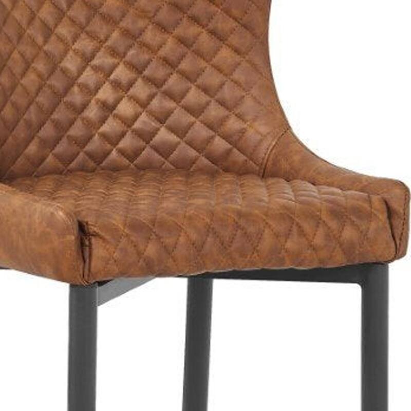 HomeRoots Set of Two 26" Orange and Black Metal and Faux Leather Low Back Counter Height Bar Chairs