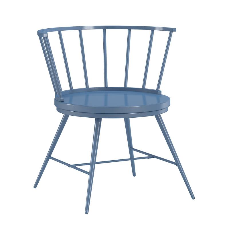 Truman Low Back Metal and Wood Spindle Dining Chair (Set of 2) by iNSPIRE Q Modern - Blue Steel