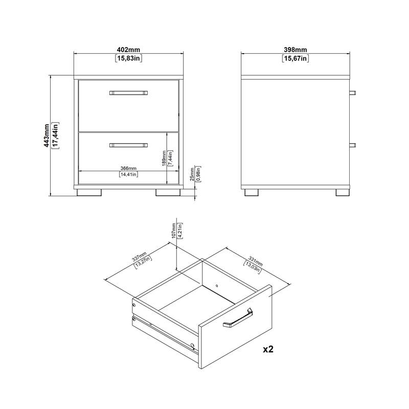 Porch & Den Sofia 2 Drawer Nightstand, Jackson Hickory