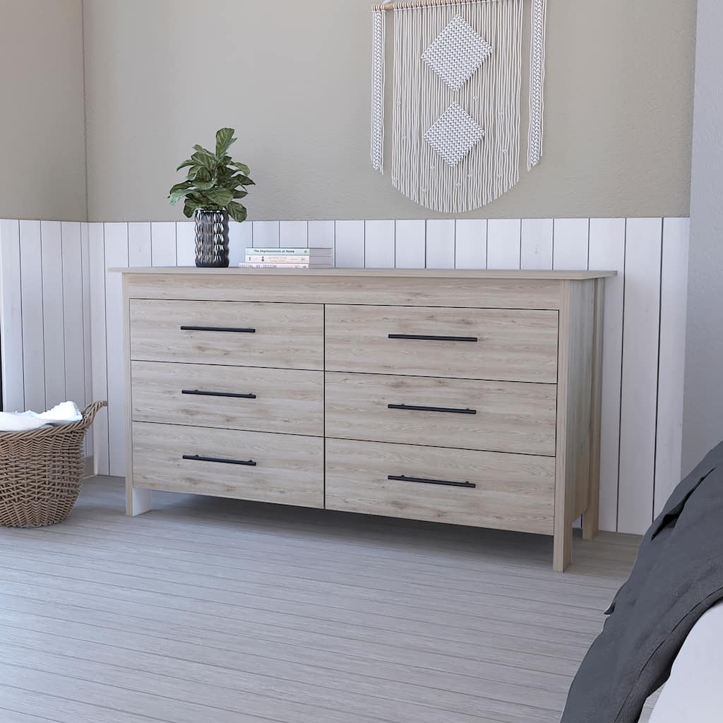 FM Furniture Luxor New Contemporary Six Drawer Double Bedroom Dresser