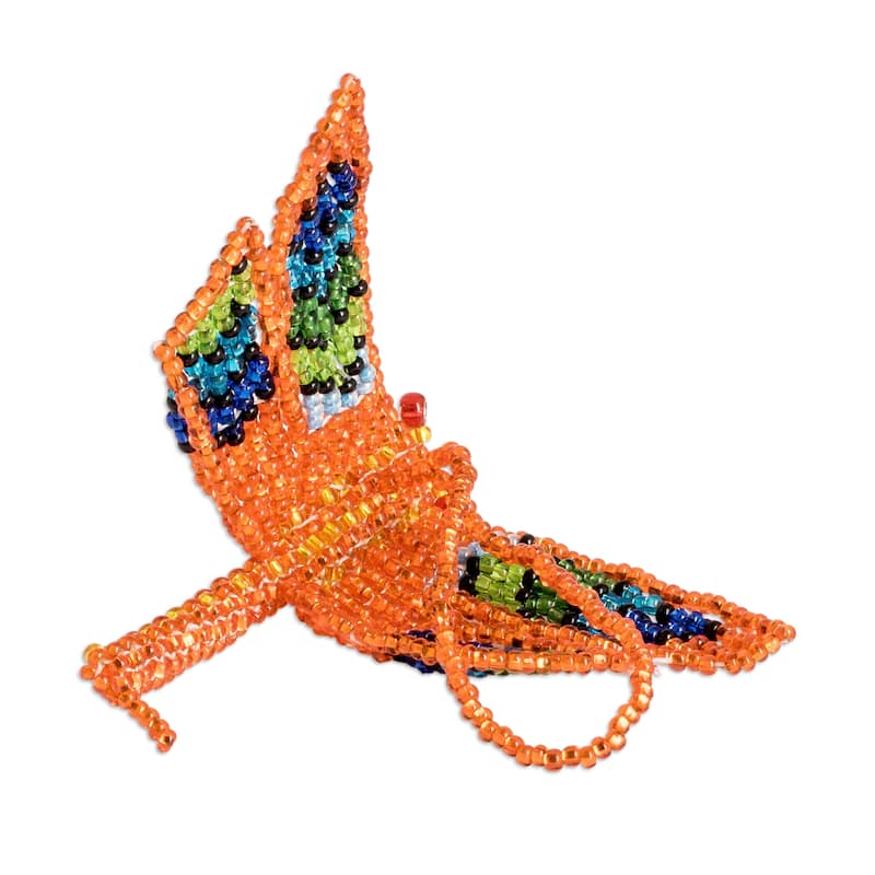 Novica Handmade Orange Free Flight Glass Beaded Ornament