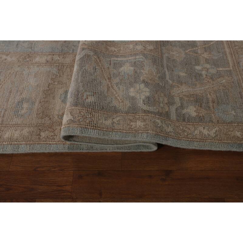 Blue Oushak Vegetable Dye Turkish Area Rug Hand-Knotted Wool Carpet - 8'2"x 10'3"