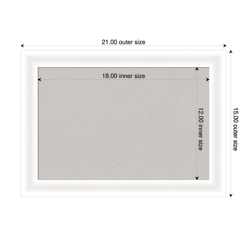 Oliver White Narrow Wood Framed Cork Board - Bulletin Board, Organization Board, Pin Board - Grey - 21 x 15 in
