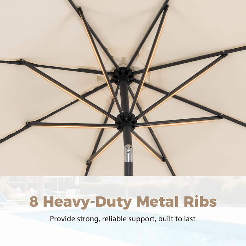 Gymax 10 FT Outdoor Umbrella w/ Weighted Base Sandbags Push Button