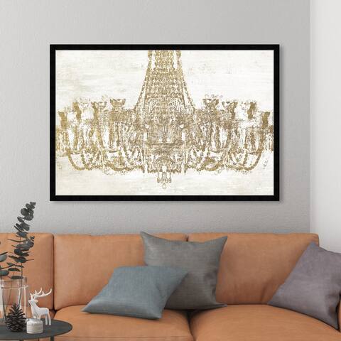 Oliver Gal 'Glam Chandelier' Fashion and Glam Wall Art Framed Print Chandeliers - Gold, Yellow