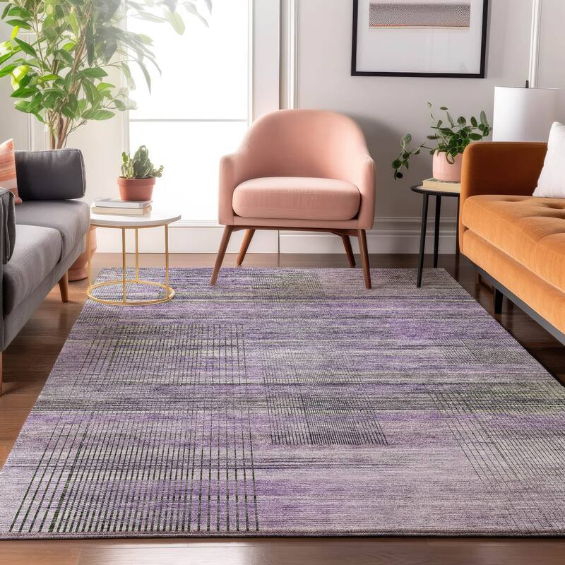 Premium Washable Super Soft Modern Criss Cross Mayfield Rug - Purple - 5' x 7' 6" - Rectangle